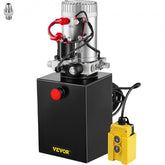 Bostome 6 quart hydraulic power unit with 12V DC motor and metal reservoir for efficient lifting.