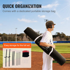 Portable 7x7ft baseball and softball practice net with sturdy fiberglass rods and carry bag.