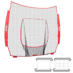 7x7ft portable baseball and softball practice net with adjustable target frames.
