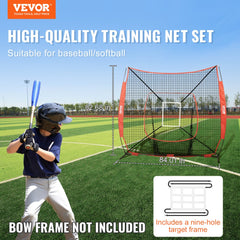 Portable 7x7ft baseball and softball practice net with versatile target frames.