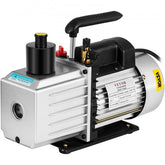 Bostome 8 CFM two-stage rotary vane vacuum pump with ergonomic handle and oil viewing window.