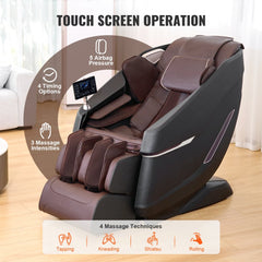Bostome SL-Track Zero Gravity Massage Chair in black with adjustable footrests and touchscreen controls.