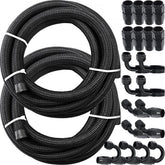 Bostome 8AN fuel line kit with 32.8ft black nylon braided hose and 20 aluminum fittings.