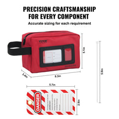 Bostome 26-piece electrical lockout tagout kit with padlocks, hasps, tags, and carrying bag.