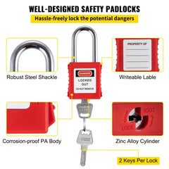 Bostome 26 PCS Lockout Tagout Kit with padlocks, hasp, tags, and storage station for safety.