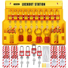Bostome 58-Piece Electrical Lockout Tagout Kit with padlocks, hasps, and writable danger tags.