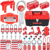 Bostome 43-piece Lockout Tagout kit with various lockout tools and a storage case.