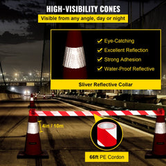 Set of five 18-inch orange PVC traffic safety cones with a reflective collar for visibility.