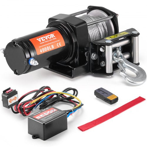 Bostome 4000 lb electric winch with steel cable and waterproof housing for ATV and UTV use.