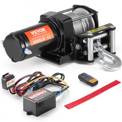 Bostome 4000 lb electric winch with steel cable and waterproof housing for ATV and UTV use.