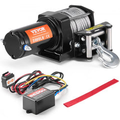 Bostome 3000 lb electric winch with steel cable, hook, remote, and wiring for ATV UTV.