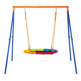A 40-inch saucer swing set with a robust A-frame and durable fabric seat for outdoor play.