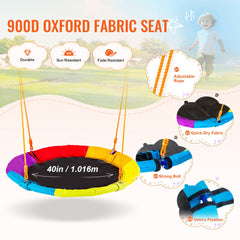 A 40-inch saucer swing set with a robust A-frame and durable Oxford fabric seat.