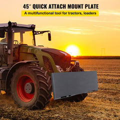 Bostome skid steer mount plate made of 1/2" thick steel for quick attachment to loaders.