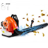 Gas backpack leaf blower with 79cc engine, 930 CFM airflow, and ergonomic design.