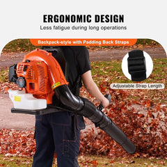 Bostome 79CC gas backpack leaf blower with ergonomic design and adjustable hoses.