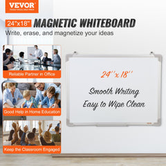 Bostome magnetic whiteboard 24x18 inches with aluminum frame and smooth writable surface.