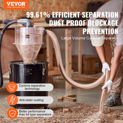 Bostome Cyclone Dust Separator with transparent design and 4-inch hose compatibility.
