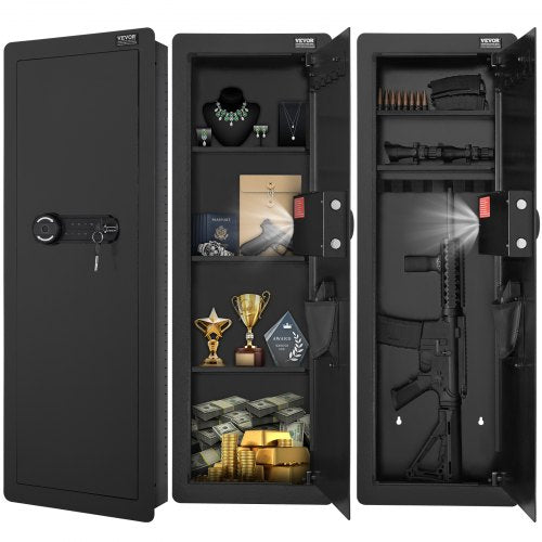 Bostome 42.91" wall gun safe with fingerprint and keypad access in a 4-tier steel design.