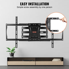 Bostome full motion TV wall mount for 37-75 inch TVs with swivel tilt and durable construction.
