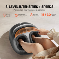 Bostome Shiatsu Foot Massager with heated deep kneading and touch screen controls for pain relief.