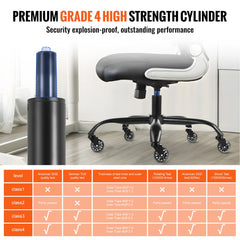 A 28-inch black five-star office chair base with a blue Class-4 cylinder and five casters.