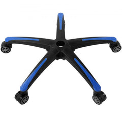 Black and blue 28-inch nylon office chair base with five wheels and 2500 lbs capacity