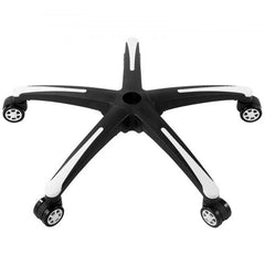 A black and white 28-inch heavy-duty five-star office chair base with casters.