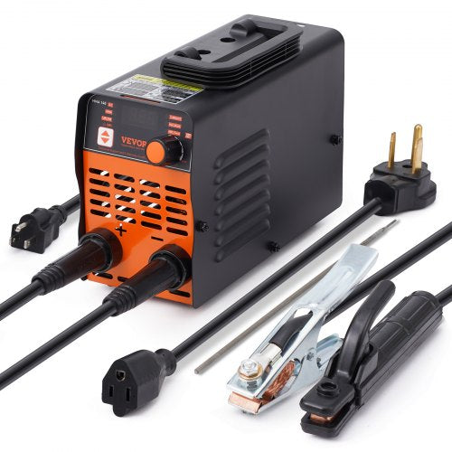 Black and orange Bostome ARC 110V 100A stick welder with digital display, power cord, and electrode holder.