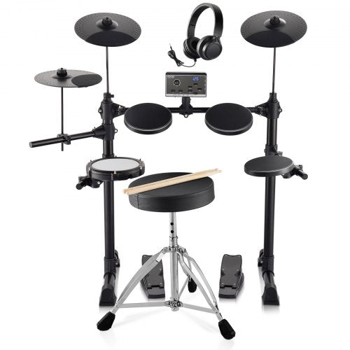 Bostome MT10B electronic drum set with mesh snare, 150 sounds, and foldable stand.