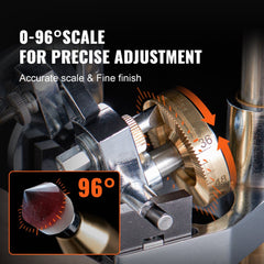 Gem faceting machine with 0-96° scale manipulator for precise adjustment.