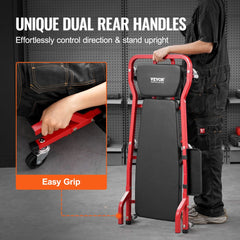 Bostome 44-inch mechanic creeper with adjustable headrest and six swivel casters for mobility.