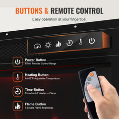 Bostome 80" fireplace TV stand in brown and white with LED lights and remote control.