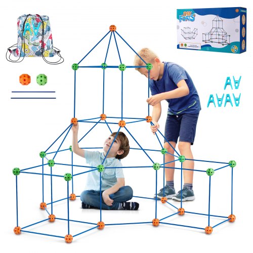 A 120-piece kids fort building kit with 40 colorful balls and 80 connecting rods for STEM construction.