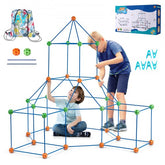 A 120-piece kids fort building kit with 40 colorful balls and 80 connecting rods for STEM construction.