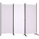 Bostome 3-panel white fabric room divider with a sturdy carbon steel frame for privacy.