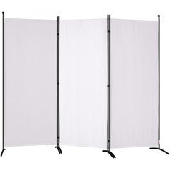 Bostome 3-panel white fabric room divider with a sturdy carbon steel frame for privacy.