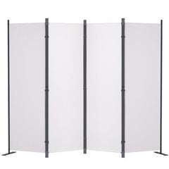 White freestanding 4-panel fabric room divider with a sturdy carbon steel frame.