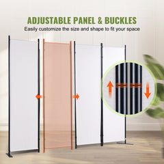 White freestanding 4-panel fabric room divider with a sturdy carbon steel frame.