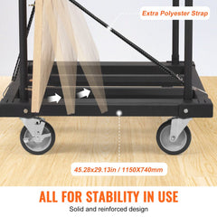 Bostome Drywall Cart with 45x29 inch deck, 5-inch swivel wheels, and steel frame.