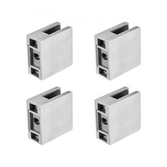 Bostome 304 stainless steel square glass clamps in a 4-pack for 8-12mm tempered glass.