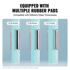 Bostome 304 stainless steel square glass clamps in a 4-pack for 8-12mm glass installations.