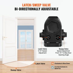 Bostome Automatic Door Closer in black, heavy-duty cast aluminum for smooth door closures.