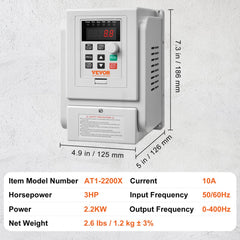 Bostome 2.2KW VFD with detachable control panel and advanced cooling fan for motor control.