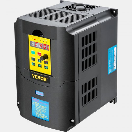 Black Bostome 4KW VFD inverter with yellow display and control panel.