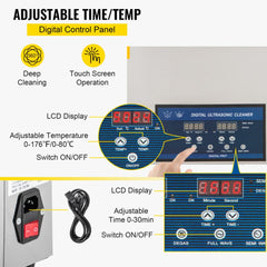 Bostome 30L ultrasonic cleaner with dual frequency settings and adjustable heater.