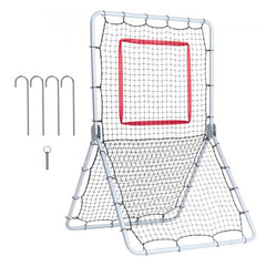 A 3.5x6ft baseball softball rebounder net with 5 adjustable angles and durable steel frame.