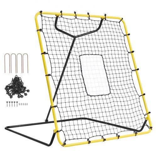 4x4.5ft baseball softball rebounder net with adjustable angles and durable steel frame.