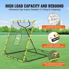 4x4.5ft baseball and softball rebounder net with adjustable angles for solo practice.