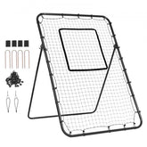 A 4x6 ft baseball and softball rebounder net with adjustable angles and durable steel frame.